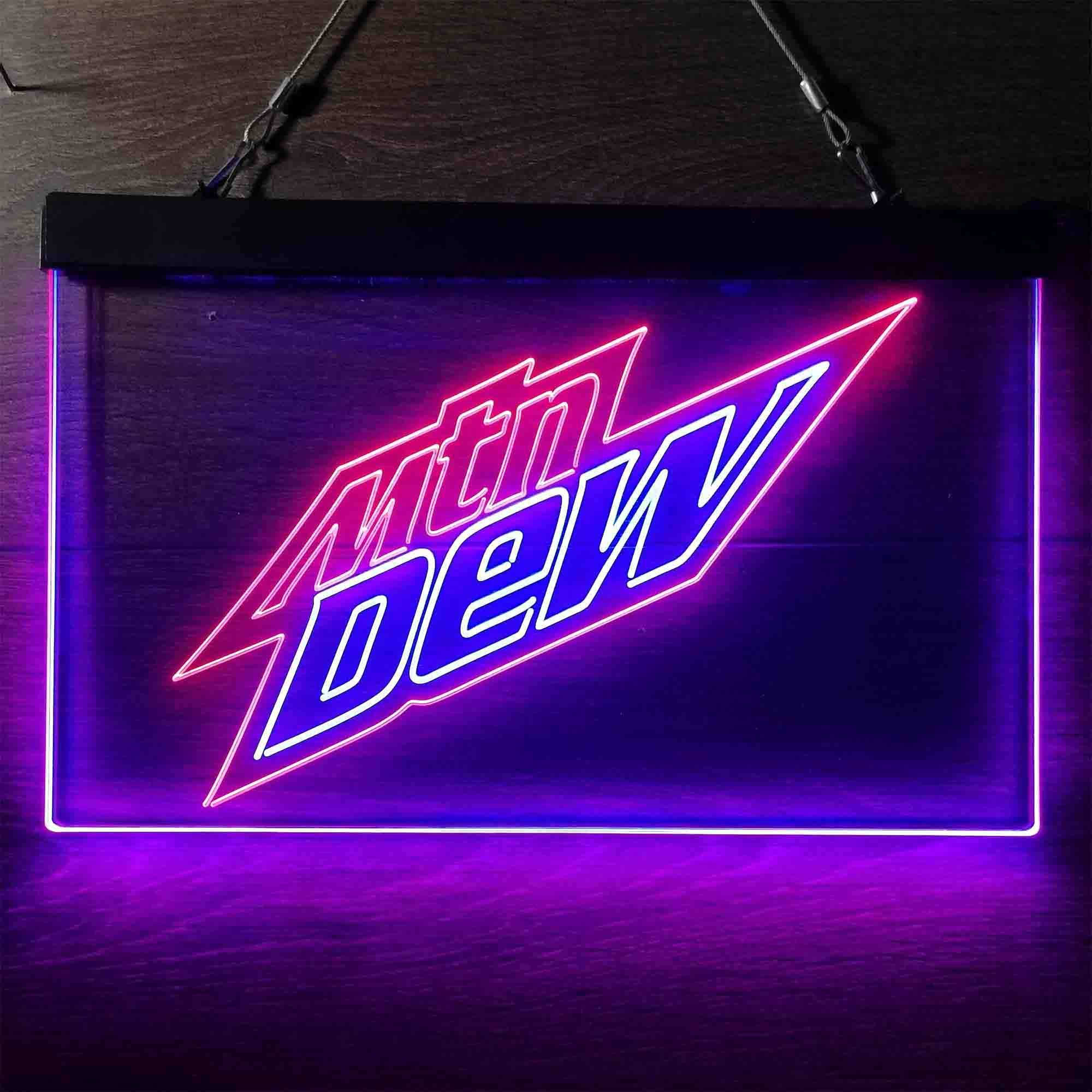 Mountain Dew Logo Text Dual LED Neon Light Sign